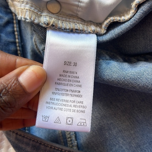 Wash Lab Pieced Denim Midi Asymmetrical Two Toned Skirt Size 30 Two Tone Sky - Picture 8 of 11